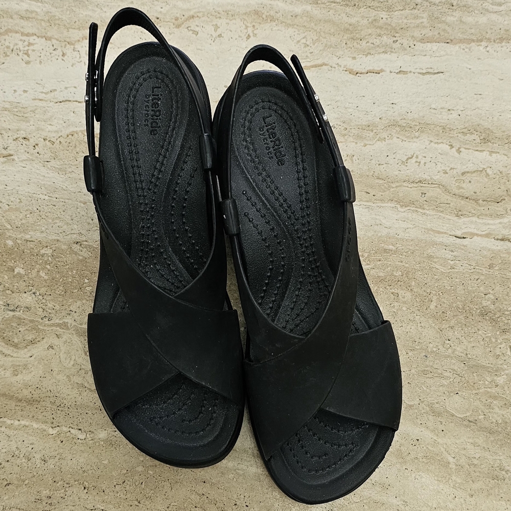 Black Slingback Sandals with Cushioned Sole CROCS
